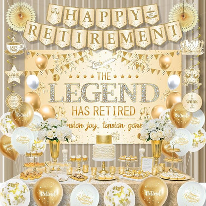 Roetyce Retirement Party Decorations Women, Champagne Gold Happy Retirement | - Image 6