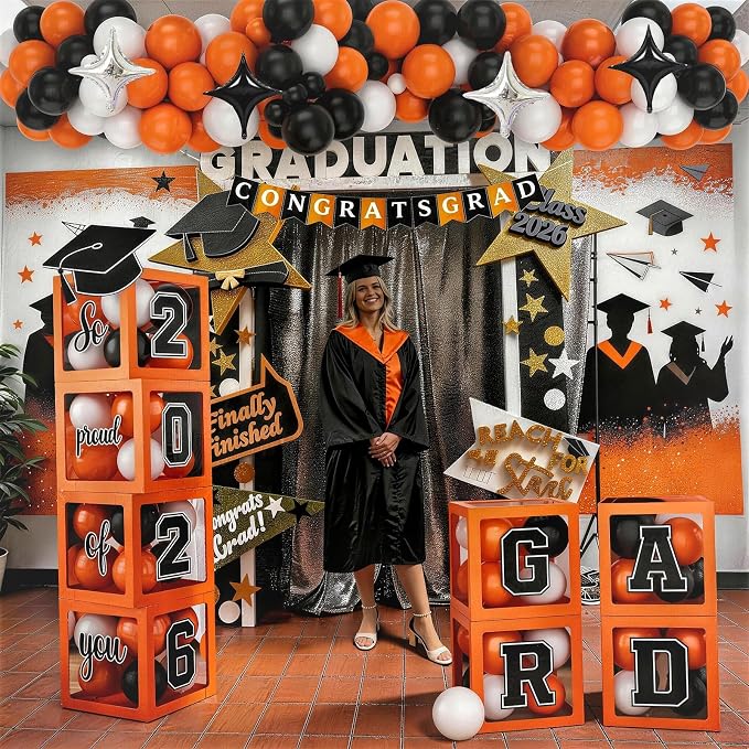 2026 Graduation Decorations Congratulations Grad Decor Orange and Black - Image 7