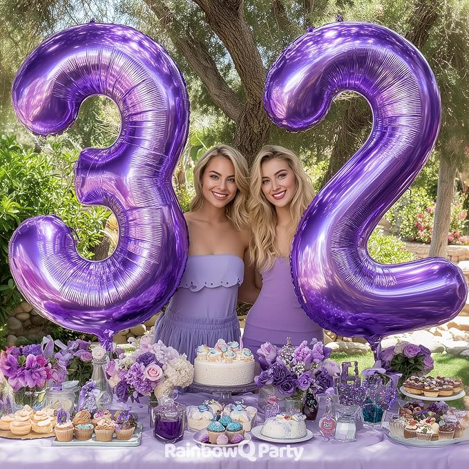 RainbowQ Purple 24 Balloon Number 40 Inch 0-40 Foil Large Balloons | Big Mylar - Image 5
