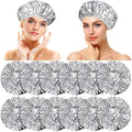 12 Pieces Deep Conditioning Caps Aluminum Foil Reusable Hair Processing Hair Coloring Shower Caps for Home Salon Use(16 Inch,Silvery)