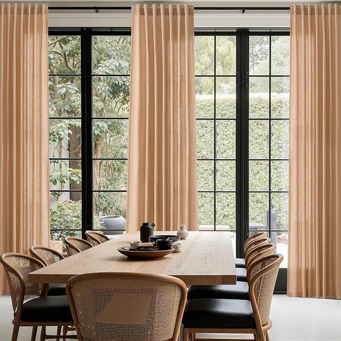 Camel Linen Curtains for Living Room Extra Long 126 Inches Long Back Tab Light - Image 6