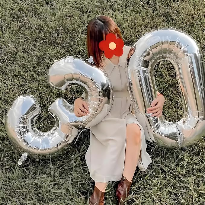 Number Balloons Silver 3 Balloon 40 inch - Image 2
