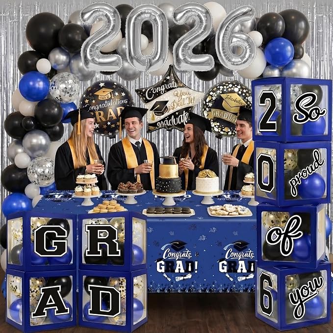 Blue and Silver Graduation Decorations Class of 2026 - Image 2