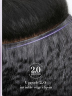 LUVME Invisible Clip in Hair Extensions, Kinky Straight Real Human Hair 18 Inch 2 Pack 220g 14pcs Clip ins Hair Extensions Natural Black for Women