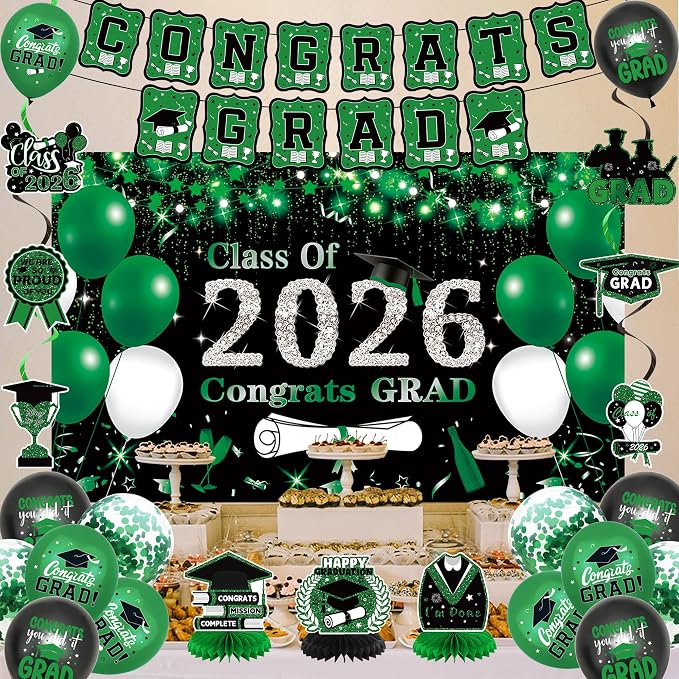 DARUNAXY Green Graduation Party Decorations, 2026 Congrats Grad Honeycomb - Image 8