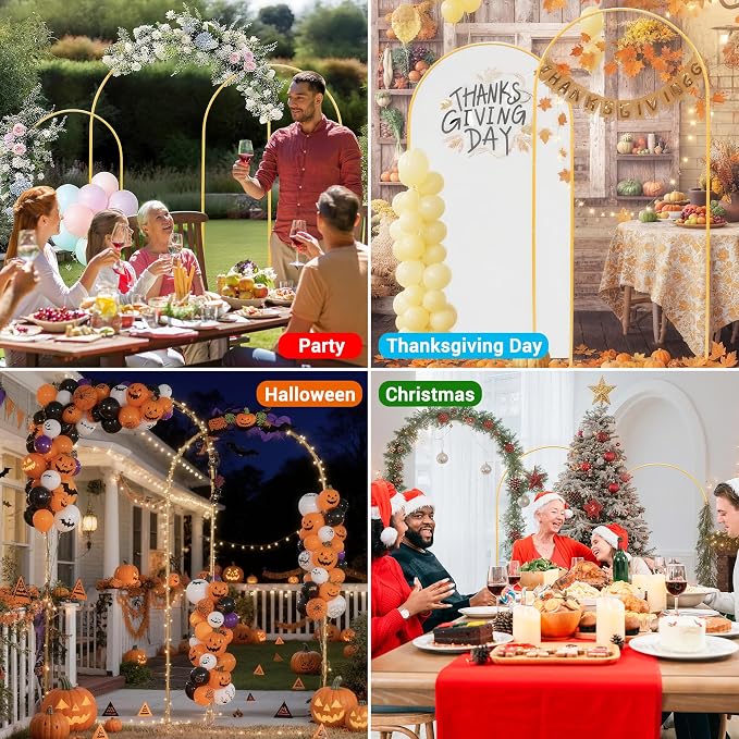 Toodour Arch Backdrop Stand 7.2FT, 6FT Set of 2 Gold Metal Wedding Balloon Arch - Image 6