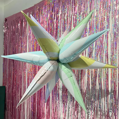32 Inch Macaron Candy Star Balloons-6 Pastel Colors Swirl Foil Balloons - Image 6