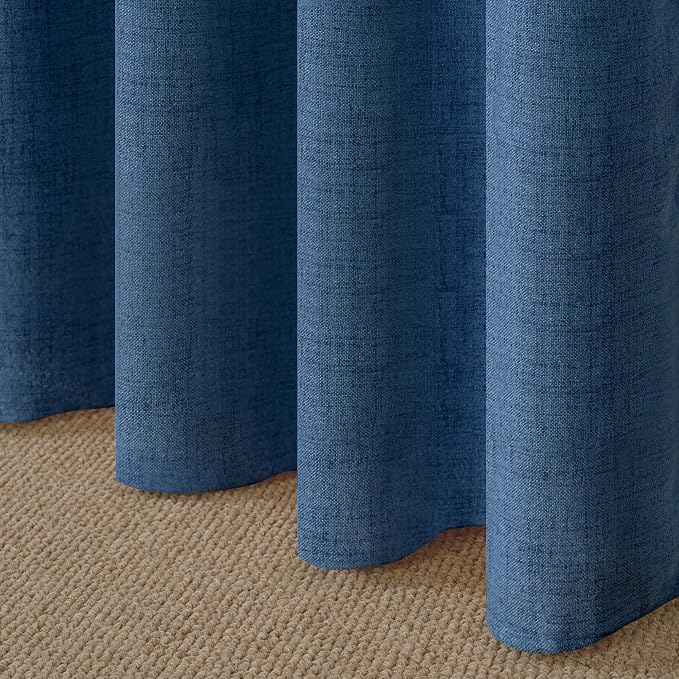 YoungsTex Navy Blue Linen Curtains 95 Inch Length - Image 8