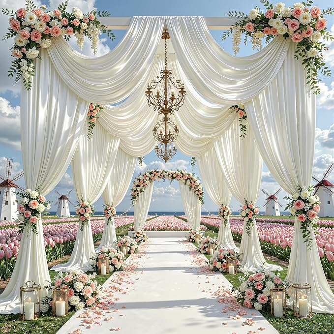 40x10ft Ivory Glitter Backdrop Curtain - Image 3