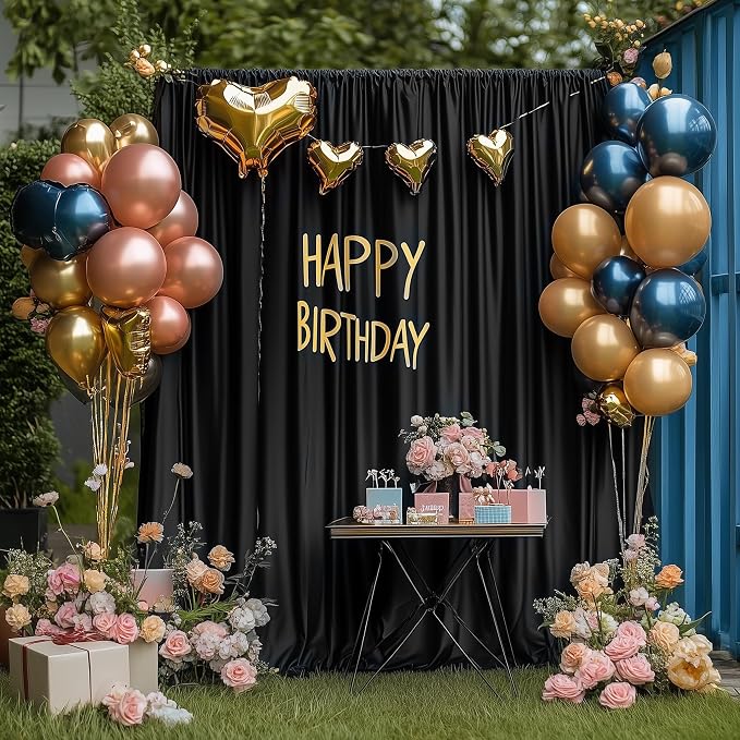 Black Backdrop Curtain for Parties Backdrop Drapes, 6 Panel 5x10FT - Image 3