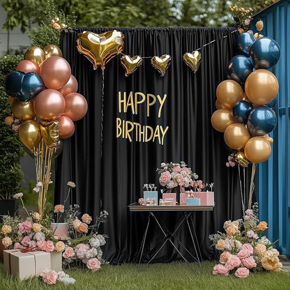 Black Backdrop Curtain for Parties Backdrop Drapes, 4 Panel 5x10FT - Image 6