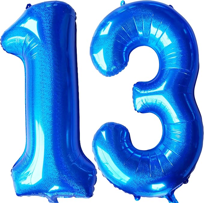 Jonhamwelbor 40 Inch Laser Blue13 Balloon Numbers Foil Mylar Giant Balloon by Jonhamwelbor