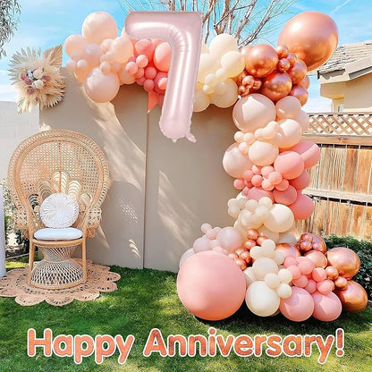 Light Pink Number 7 Balloon, 40 Inch Giant Mylar Number Balloons, Large Foil - Image 7