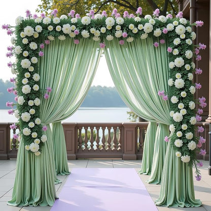 Sage Green Backdrop Curtain Drapes - Image 3