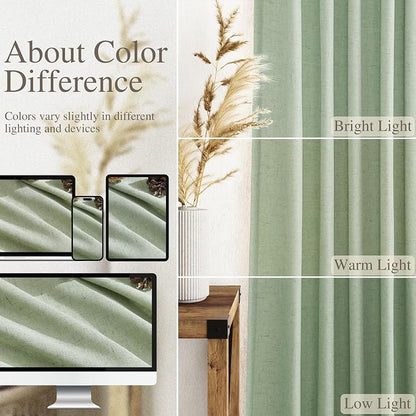Mist Sage Linen Curtains 84 Inch Length 2 Panels Set - Image 3