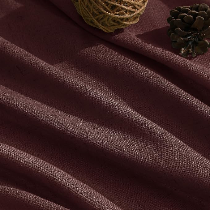 Reddish Brown Linen Blend Light Filtering Back Tab Curtains 108 Inches Long - Image 5