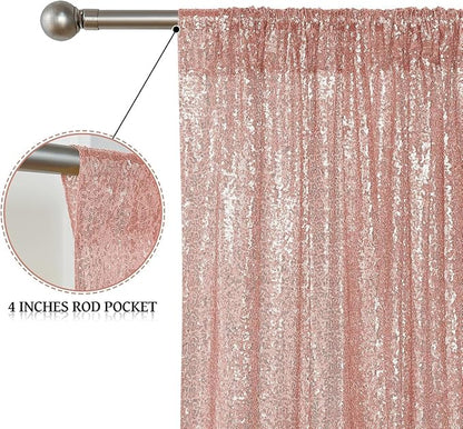Sugargirl Rose Gold Sequin Backdrop Curtain 4FTx8FT Glitter Rose Gold - Image 5