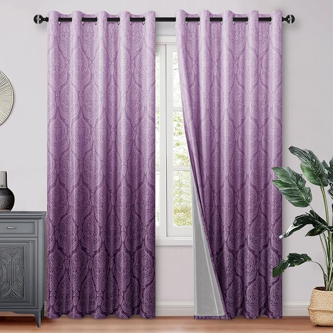 DWCN Purple Blackout Curtains for Bedroom 84 Inch Long by DWCN
