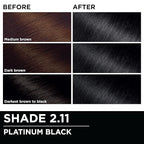 Garnier Hair Color Olia Ammonia-Free Brilliant Color Oil-Rich Permanent Hair Dye, 2.11 Platinum Black, 1 Count (Packaging May Vary)