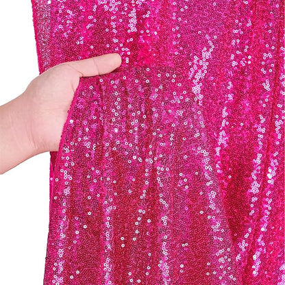 Fuchsia Sequin Curtains Backdrop 6 Pcs 2FTx8FT Shiny Shimmer Fabric | Glitter - Image 2