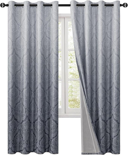 DWCN Grey 100% Blackout Curtains - Image 9
