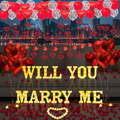 Will You Marry Me Light Up Letters Proposal Decorations by Fezava