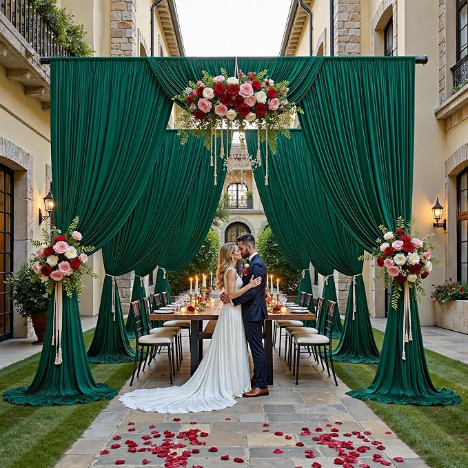 50ft x 15ft Hunter Green Backdrop Curtains - Image 4