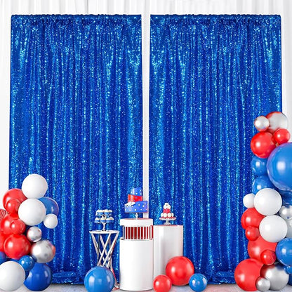 Navy Blue Sequin Backdrop Curtains, 2 Panels 4FTx8FT Blue Curtain Backdrop - Image 5