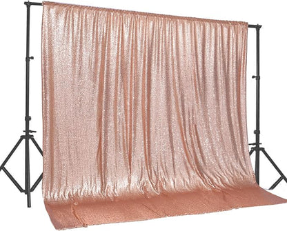 PartyDelight Rose Gold Sequin Backdrop 20x10ft Sparkly Photo Curtain | 4 Inch by PartyDelight