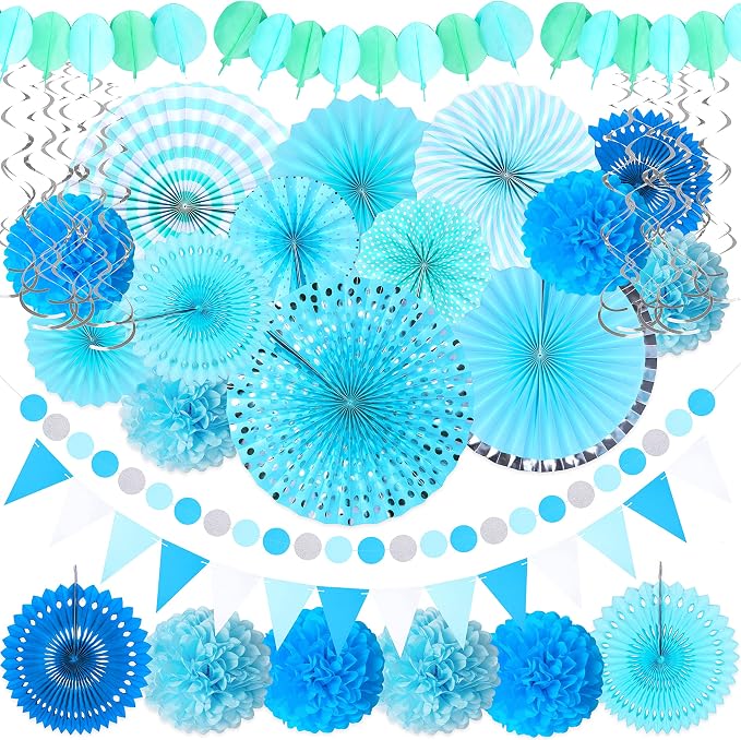 35PCS Party Decorations Paper Fan Hanging Set by MoonBoat