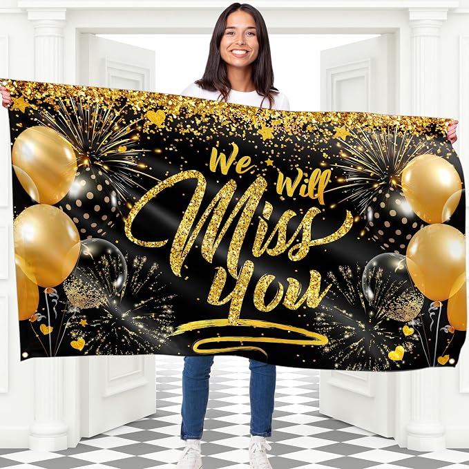 We Will Miss You Banner - 5ft x 3ft - Farewell & Graduation Party Decoration - by Bravita