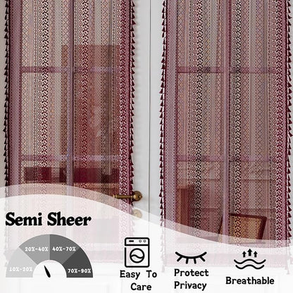 Sutuo Home Burgundy French Door Curtains - Image 3