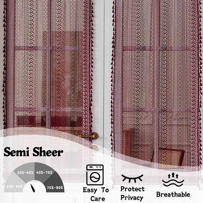 Sutuo Home Burgundy Sidelight Curtains - Image 3