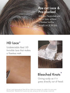 LUVME HAIR Loose Real 100% Wave Bob Human Hair Short Wigs Glueless Pre Cut Plucked Hd Lace Wig Ready To Go Natural Color Bleached Knots Side Part Black Wigs 16 Inches