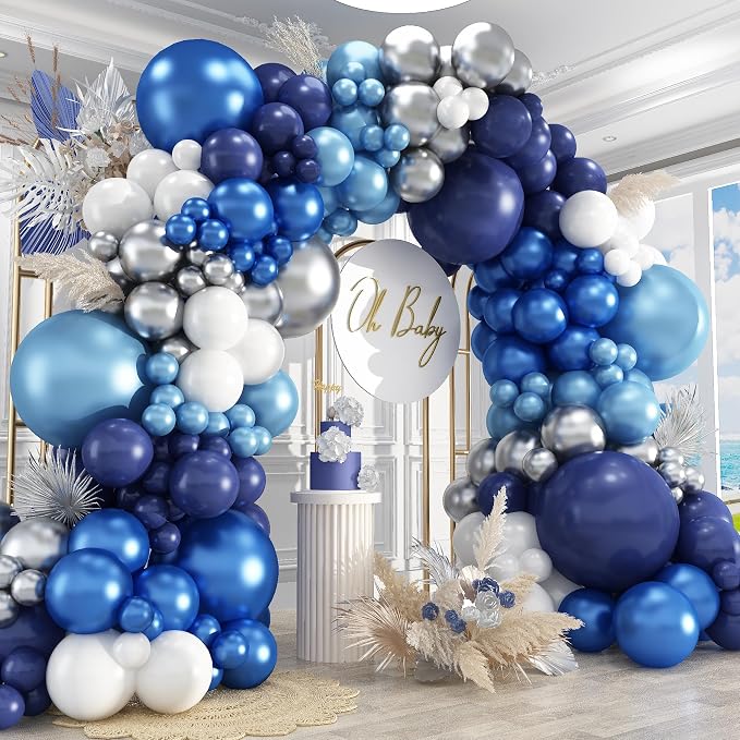 412Pcs Blue Balloon Arch Kit, 5 10 12 18 inch Blue Balloon Garland by PAXILE