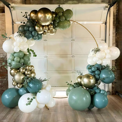 Dusty Sage Green Blue Gold Balloon Garland Kit - Image 3