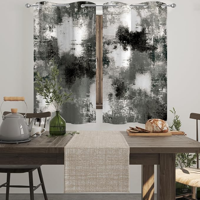 Asuexpect Black Grey Abstract Curtains 2 Panels Abstract Rust Curtain Room - Image 5