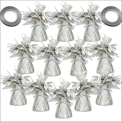 Silver Holographic Balloon Weights, 12 Pack by MXXKMSElegantLiving