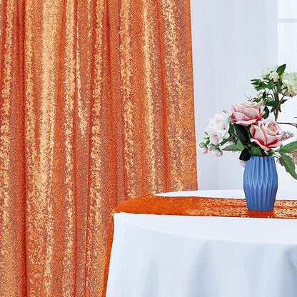 2×8FT-2PCS Orange Sequin Backdrop Curtains Panels, Photography Backdrop Glitter - Image 4