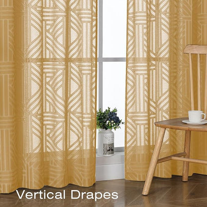 Simplebrand Gold Sheer Curtains 72 Inch Length 2 Panels - Image 5
