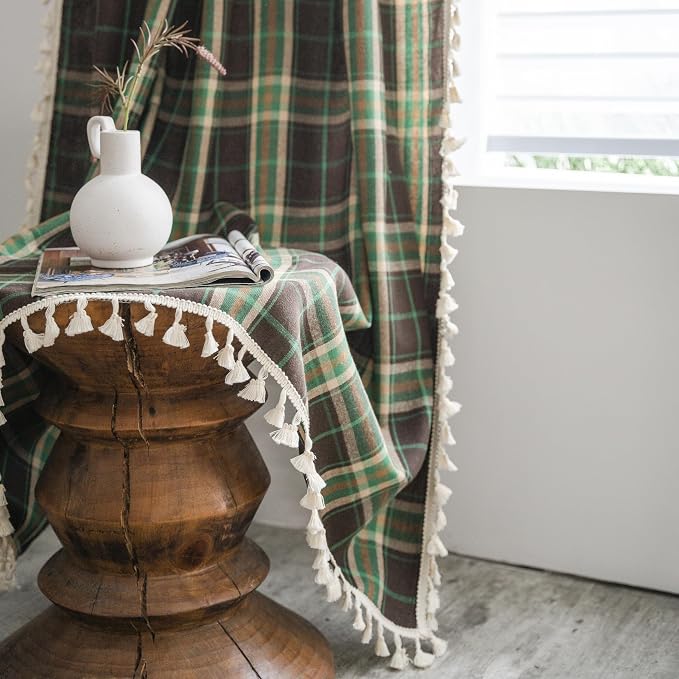 Sutuo Home Boho Curtains for Living Room Bedroom, Vintage Gingham Curtains - Image 5