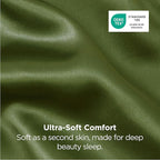 Bedsure Satin Pillowcase 2 Pack Similar to Silk Pillow Cases Standard Size, Pillow Case for Hair with Envelope Closure, Olive Green Room Decor Aesthetic Gifts for Women, Moss, 20x26 Inches, 2pcs