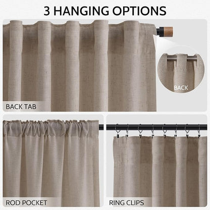 Ecru Linen Curtains 96 Inches Long - Image 2