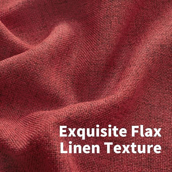 YoungsTex 48 Inch Length Burgundy Red Linen Curtains - Image 5