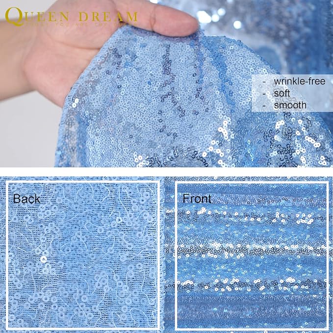 Baby Blue Backdrop Curtains for Party Sequin Fabric 12ftx8ft for Wedding | - Image 4