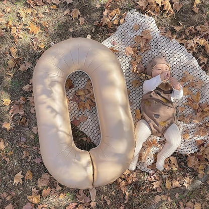 Number 0 Balloon Beige, 40 Inch Large Cream Foil 0 Helium Balloons - Image 3