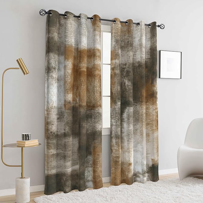 Asuexpect Abstract Curtains for Living Room 2 Panels Abstract Rust Curtain Room - Image 7