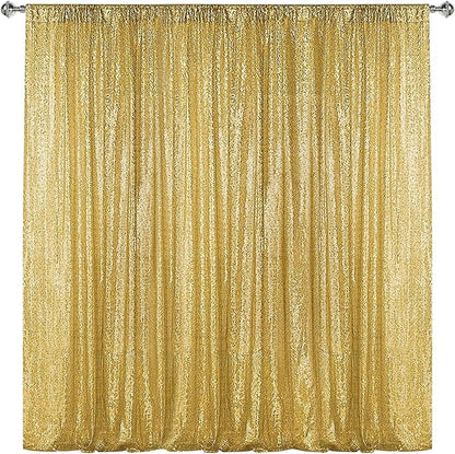 Sugargirl Gold Sequin Backdrop Curtain 8FTx8FT Glitter Gold Background Drapes by Sugargirl