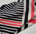 Soft Stretchy Headband, 3-in-1 Versatile Twist Style, One-Piece (Pink/Black & White Geometric Lines, Adult)