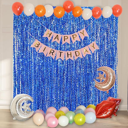 4 Pack 3.3 ft x 6.6 Wavy Sparkle Dark Blue Foil Fringe Backdrop Curtain - Image 6